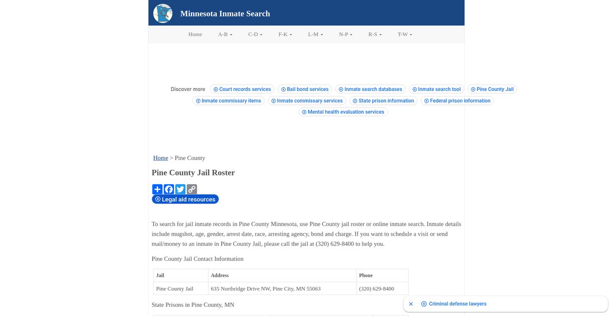 Preview of inmatesearchmn.org