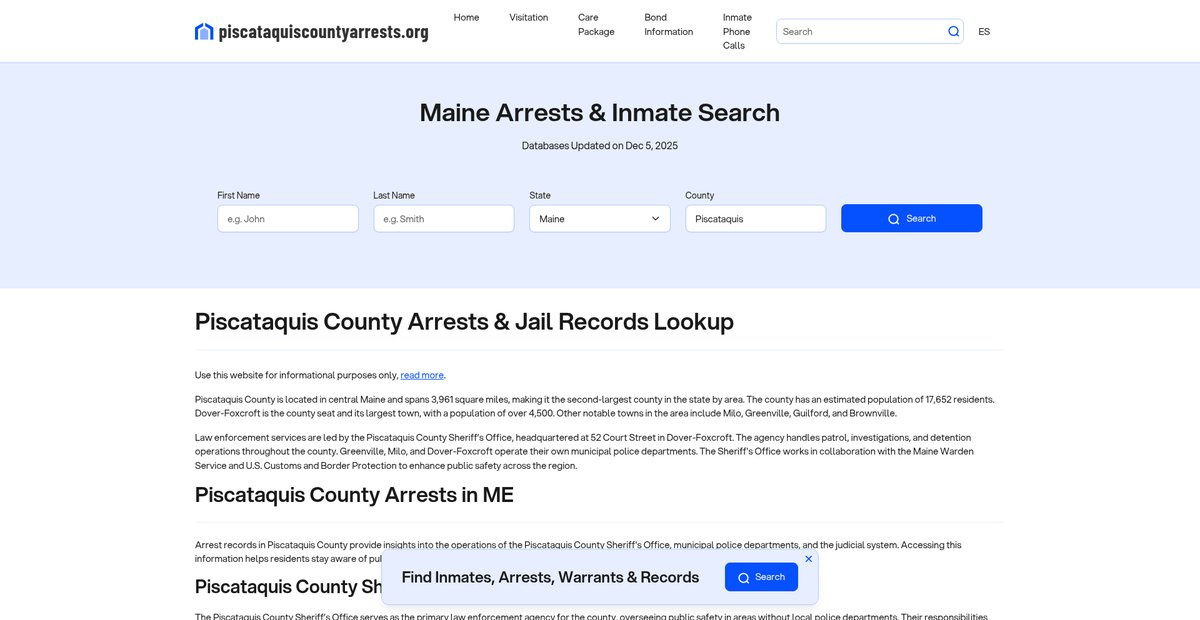Preview of piscataquiscountyarrests.org