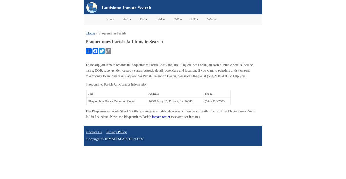 Preview of inmatesearchla.org