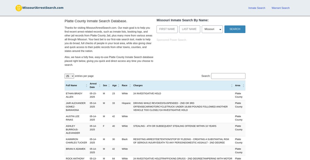 Preview of missouriarrestsearch.com