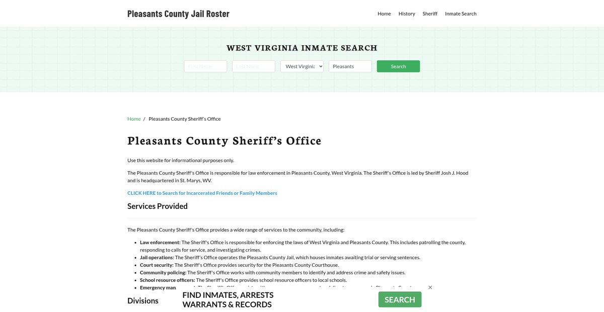 Preview of pleasantscountyjail.org