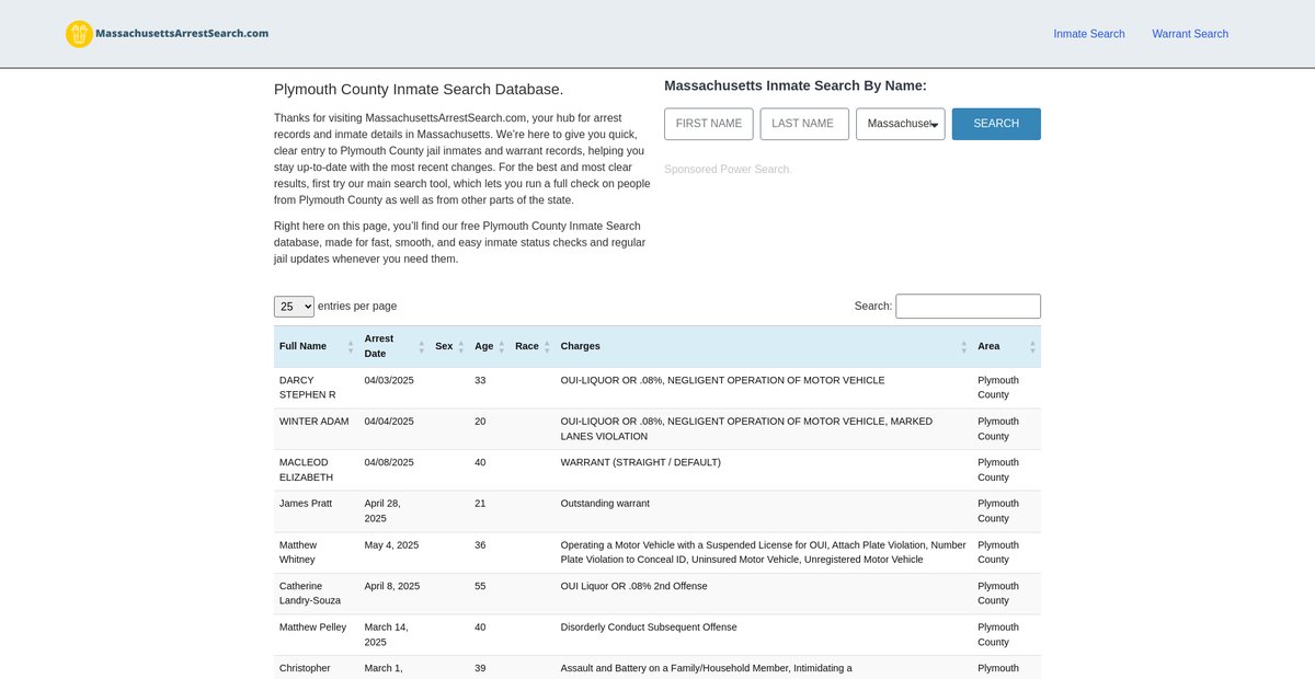 Preview of massachusettsarrestsearch.com