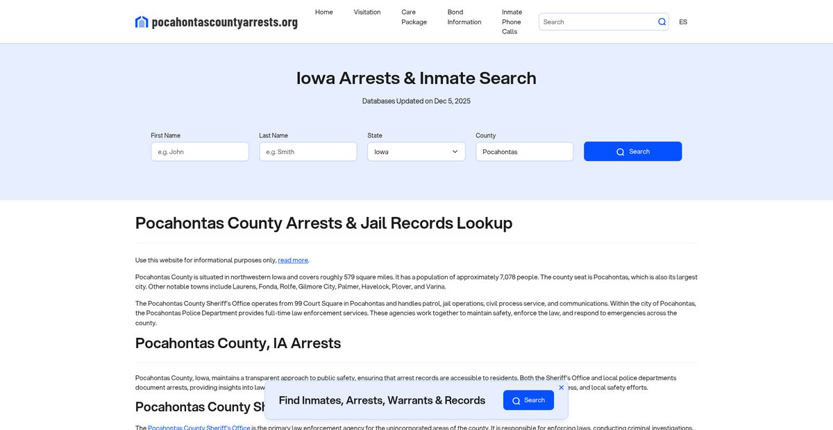 Preview of pocahontascountyarrests.org