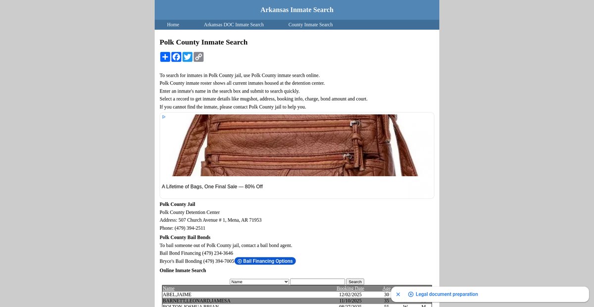 Preview of inmatesearcharkansas.org