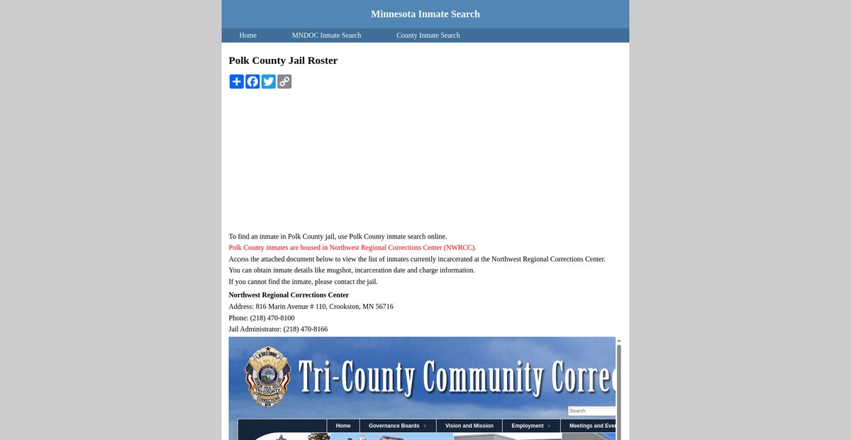 Preview of inmatesearchminnesota.org