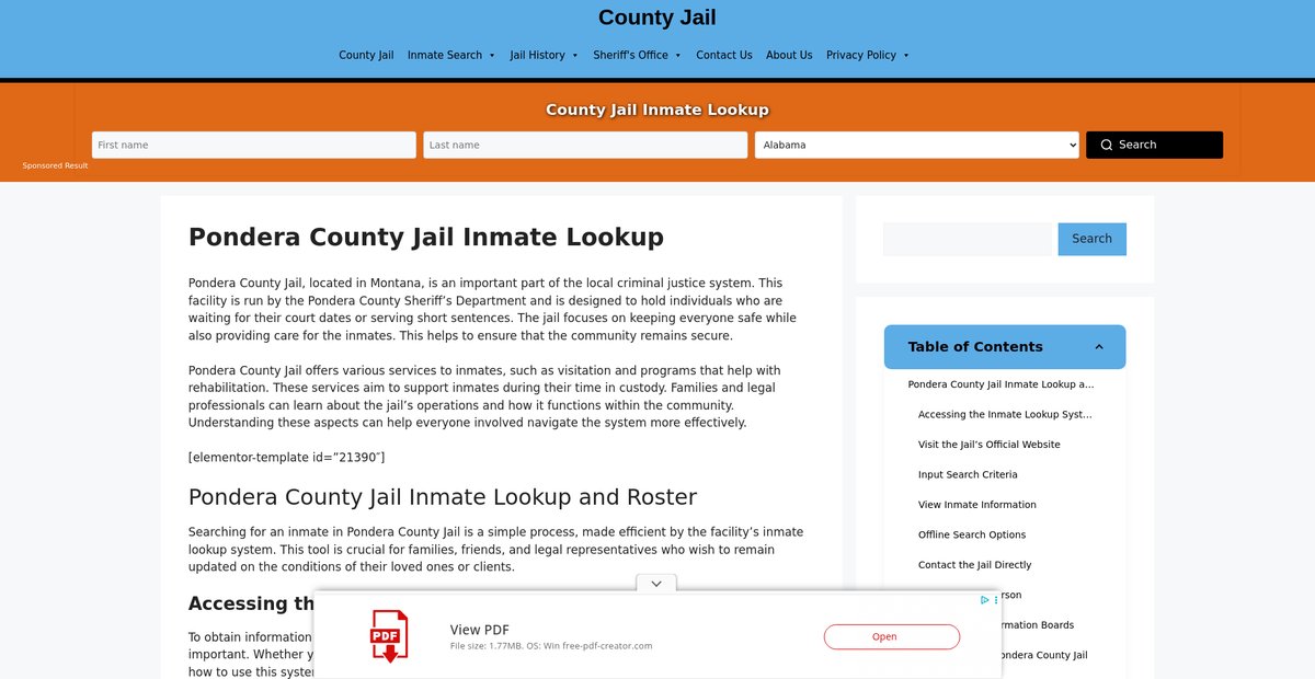Preview of pondera.countyjail.org
