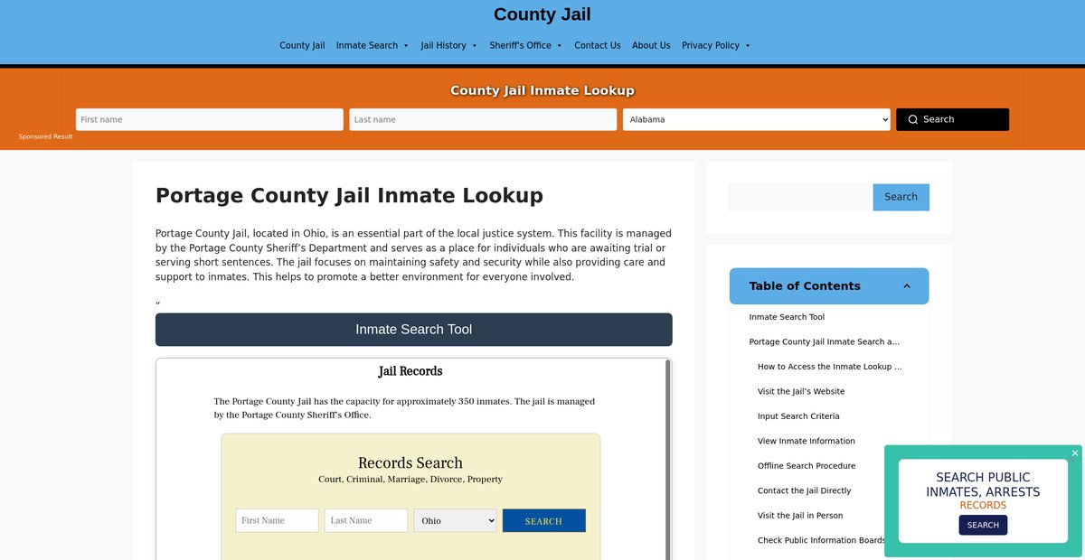 Preview of portage.countyjail.org