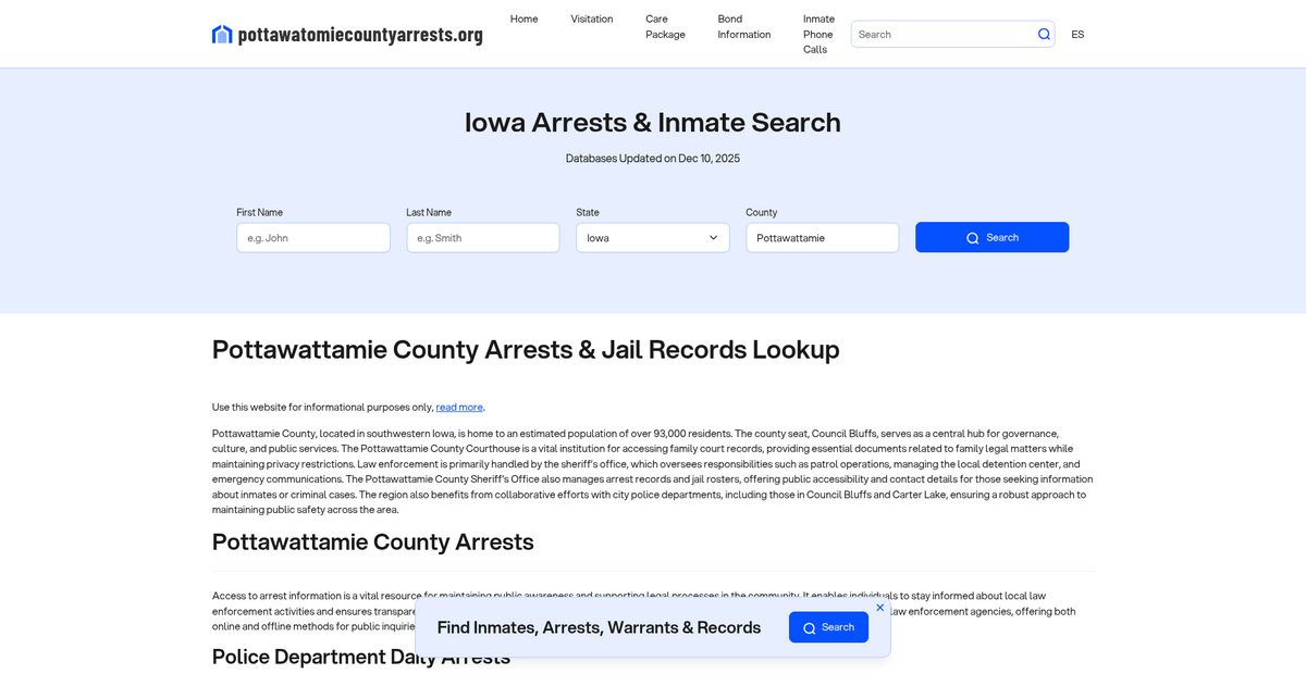 Preview of pottawatomiecountyarrests.org