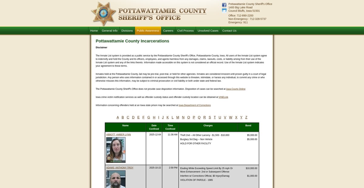 Preview of sheriff.pottcounty-ia.gov