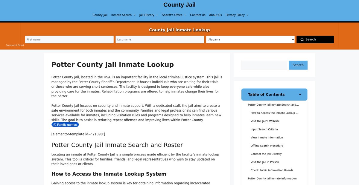 Preview of potter.countyjail.org