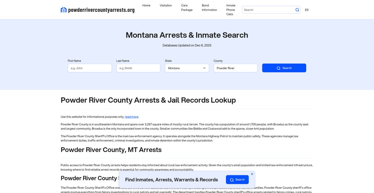 Preview of powderrivercountyarrests.org