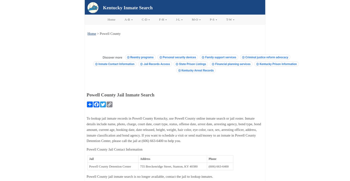 Preview of inmatesearchky.org