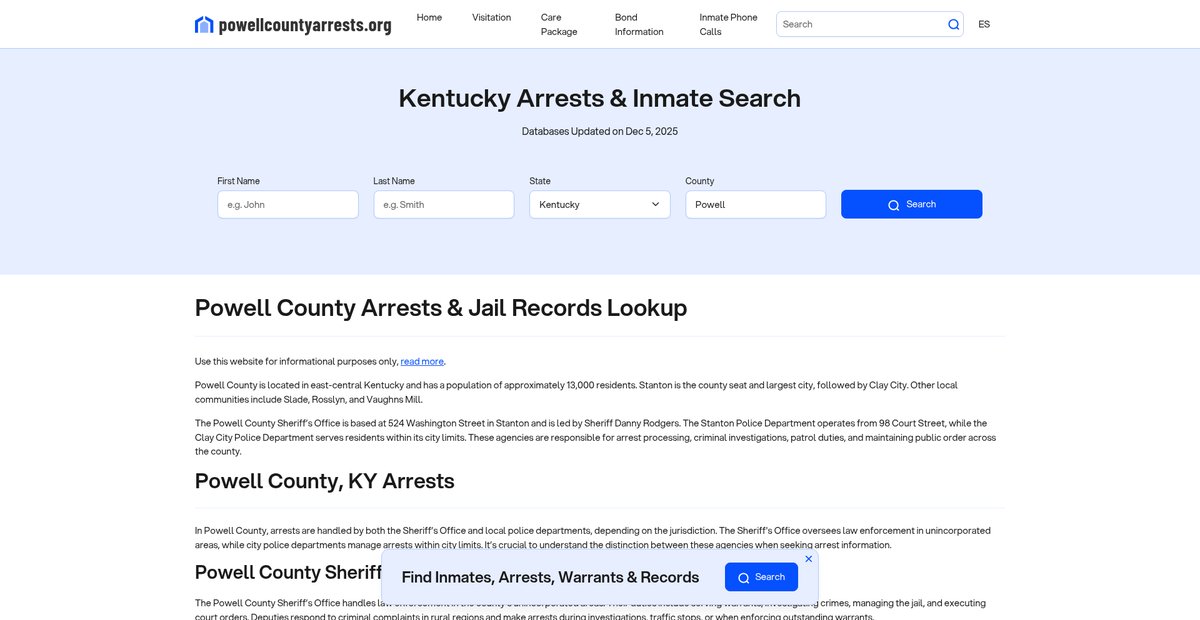 Preview of powellcountyarrests.org