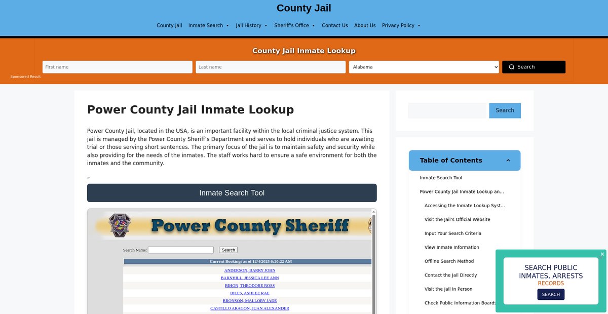Preview of power-county.countyjail.org
