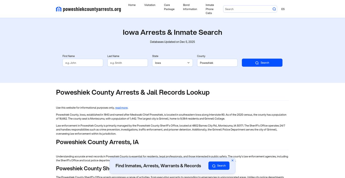 Preview of poweshiekcountyarrests.org