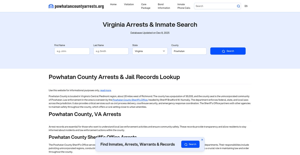 Preview of powhatancountyarrests.org