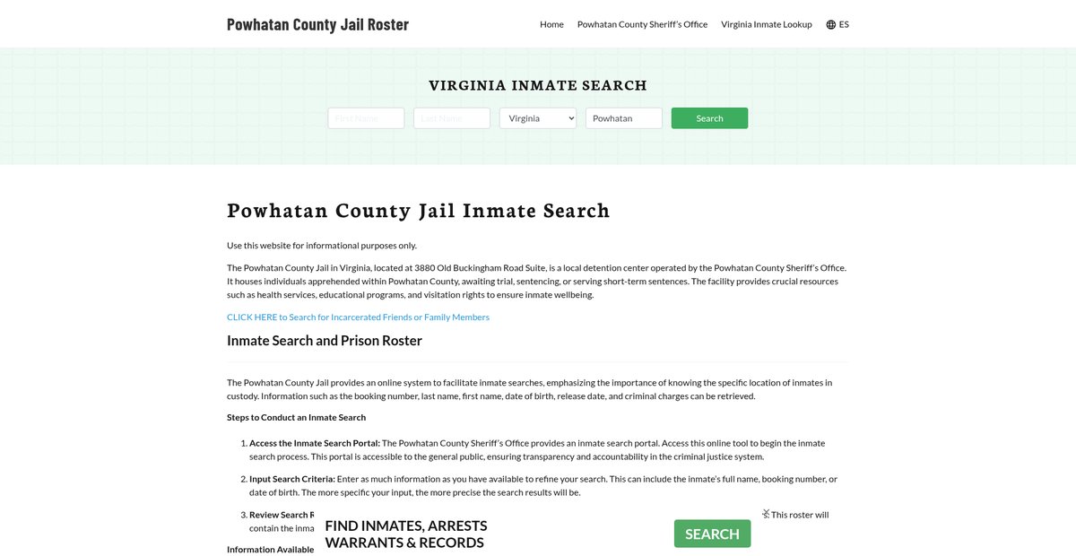 Preview of powhatancountyjail.org