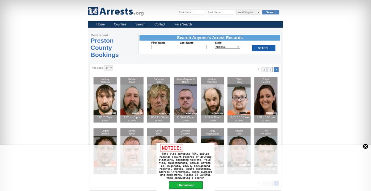 Preview of westvirginia.arrests.org