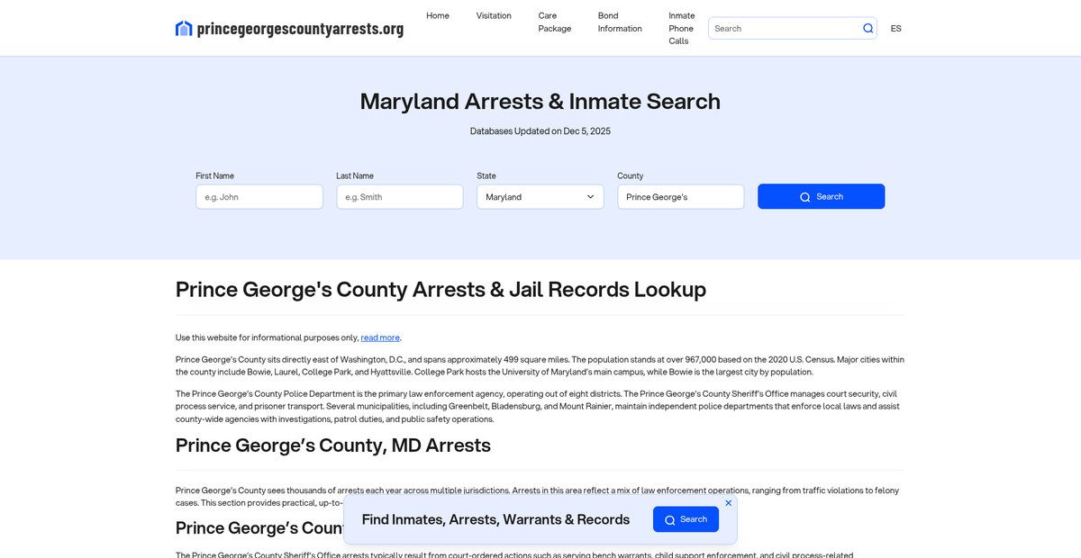 Preview of princegeorgescountyarrests.org