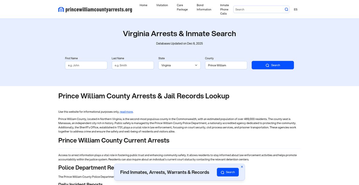 Preview of princewilliamcountyarrests.org
