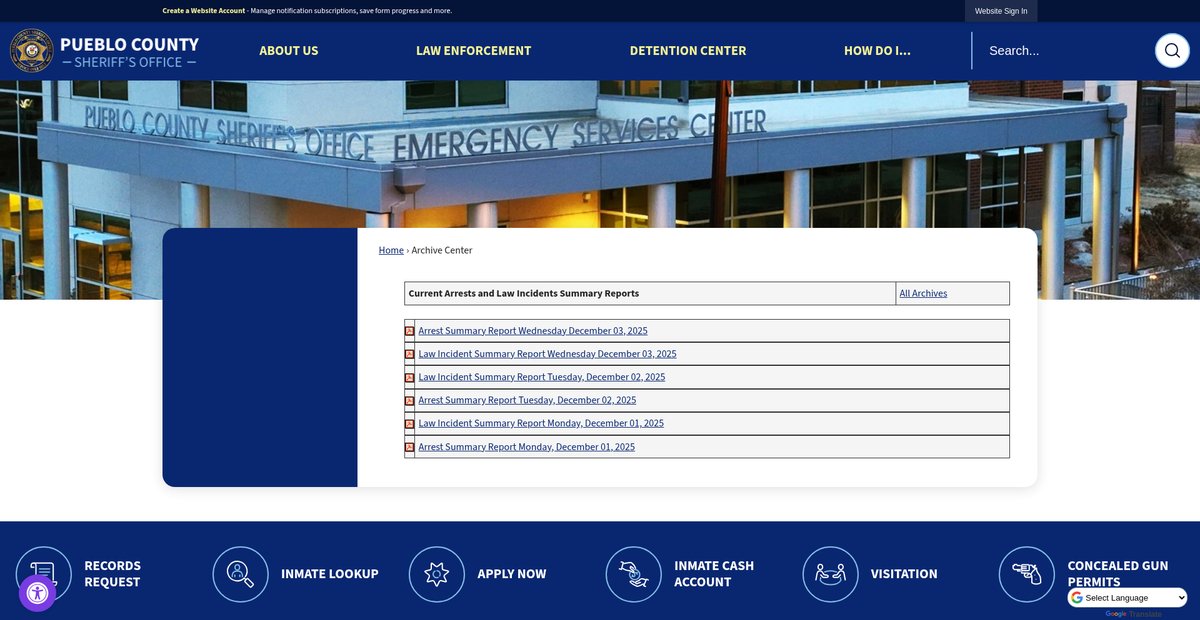 Preview of sheriff.co.pueblo.co.us