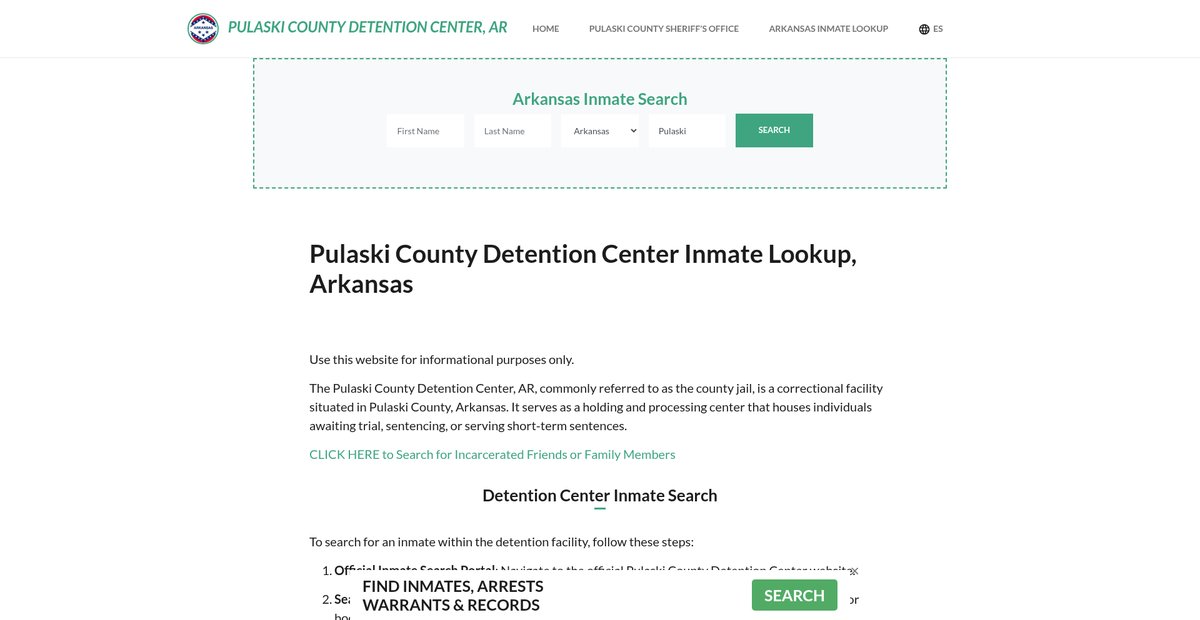 Preview of pulaskicountydetentionar.org
