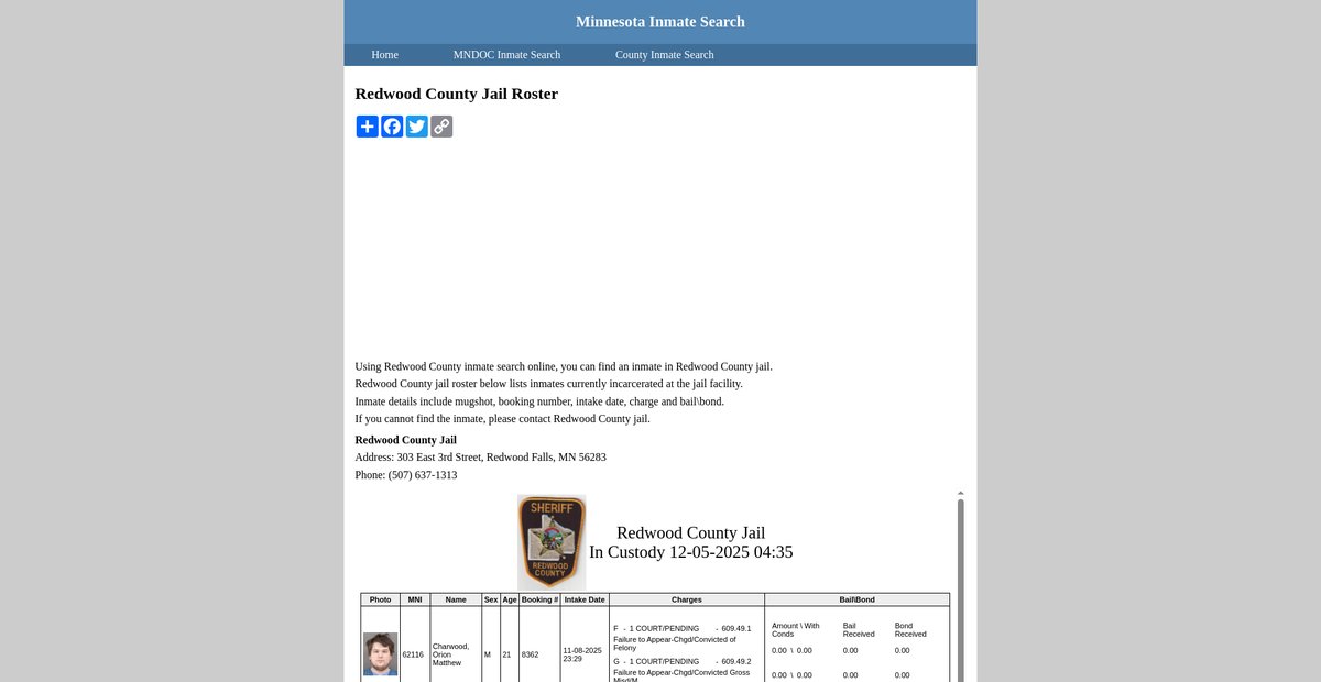 Preview of inmatesearchminnesota.org