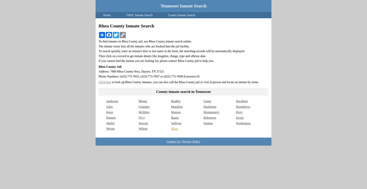 Preview of inmatesearchtennessee.org