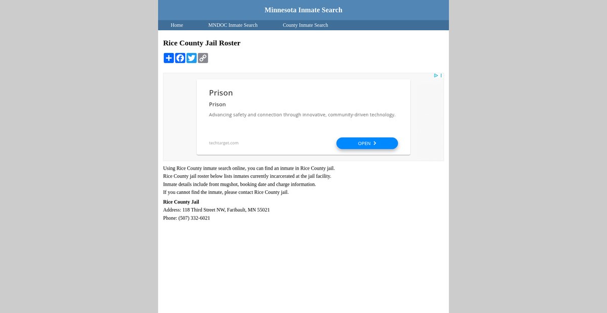 Preview of inmatesearchminnesota.org