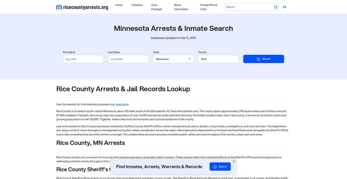 Preview of ricecountyarrests.org