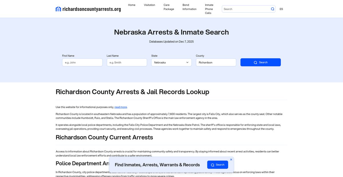 Preview of richardsoncountyarrests.org