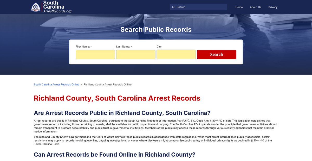 Preview of southcarolinaarrestrecords.org