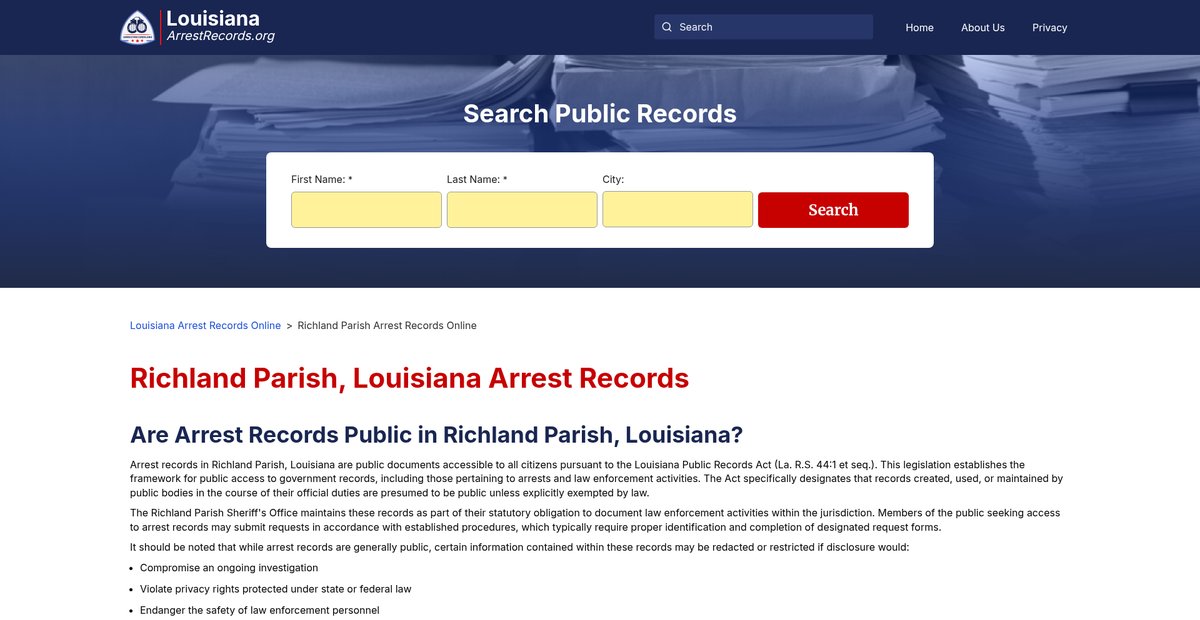 Preview of louisianaarrestrecords.org