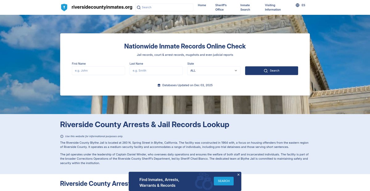 Preview of riversidecountyinmates.org