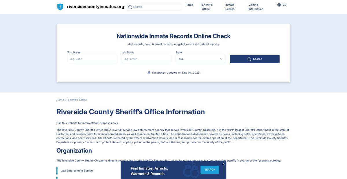 Preview of riversidecountyinmates.org
