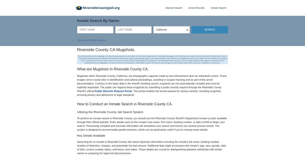 Preview of riversidecountyjail.org