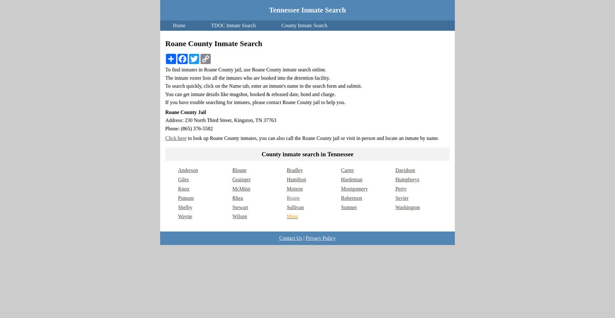 Preview of inmatesearchtennessee.org