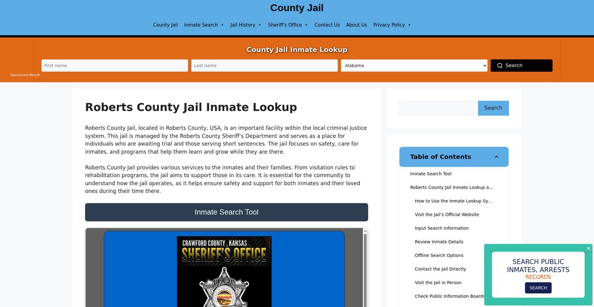 Preview of roberts.countyjail.org