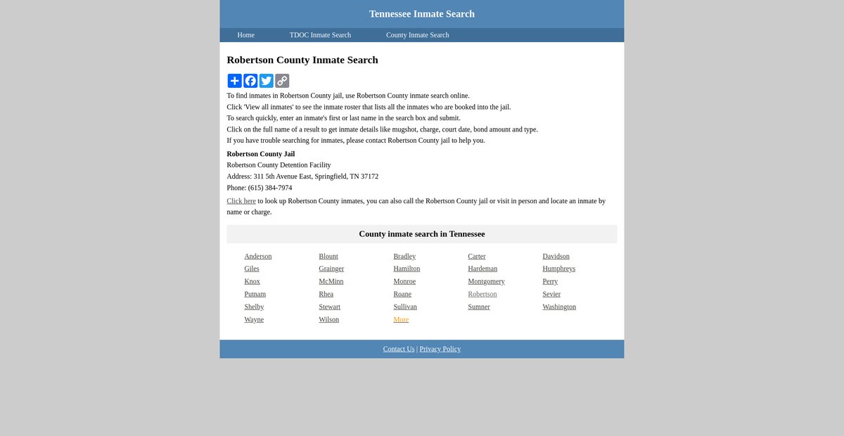 Preview of inmatesearchtennessee.org