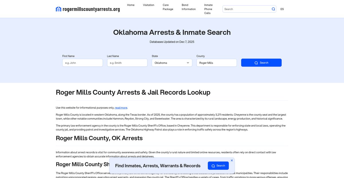 Preview of rogermillscountyarrests.org
