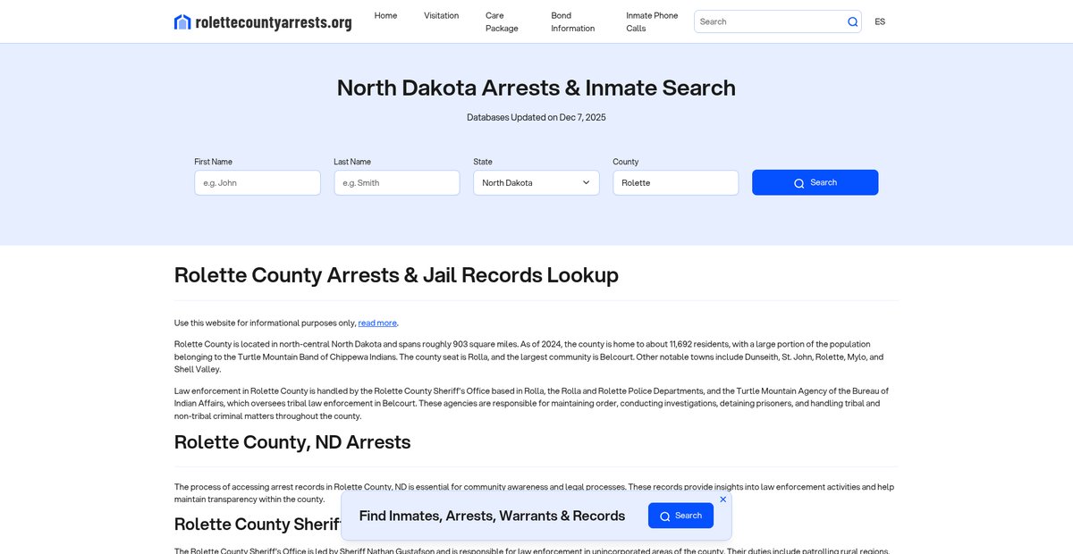 Preview of rolettecountyarrests.org