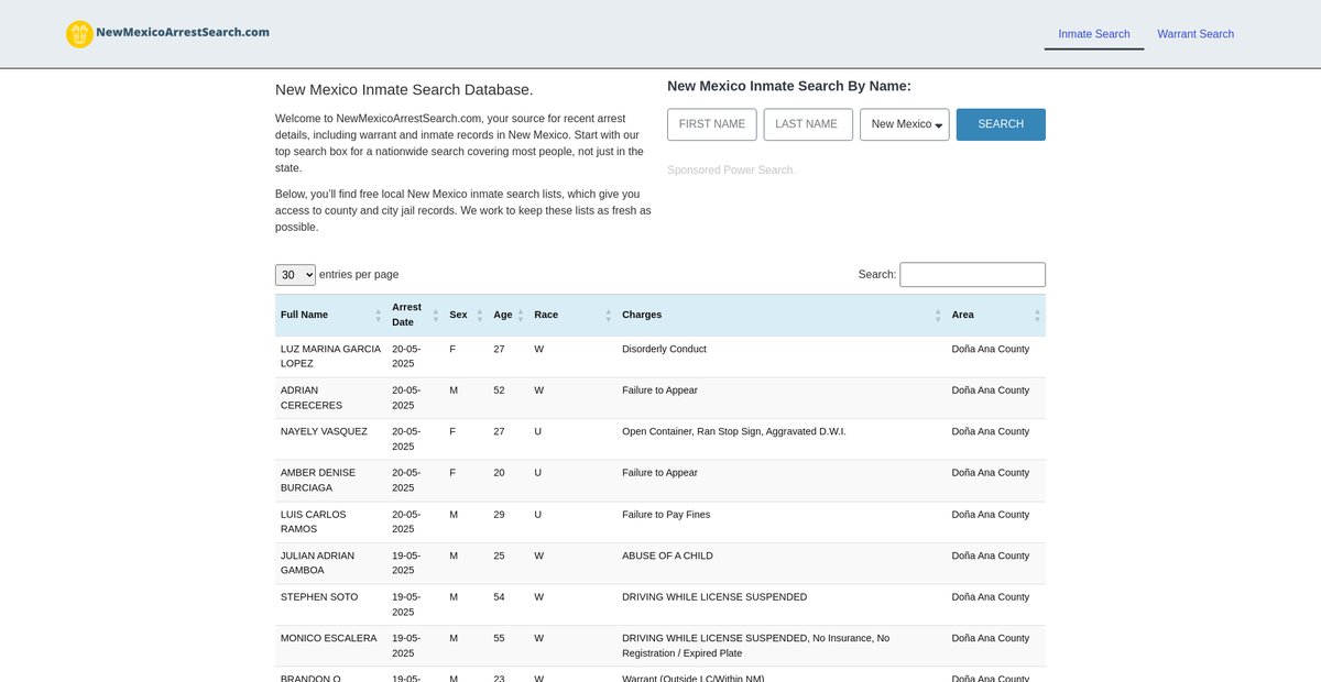 Preview of newmexicoarrestsearch.com