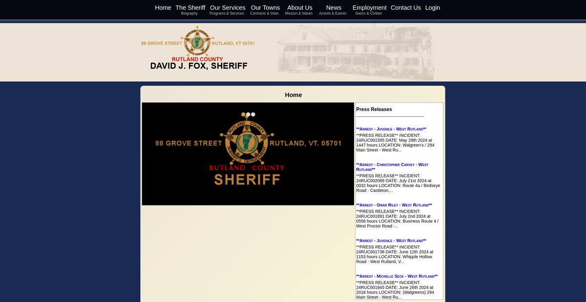 Preview of rutlandsheriff.net