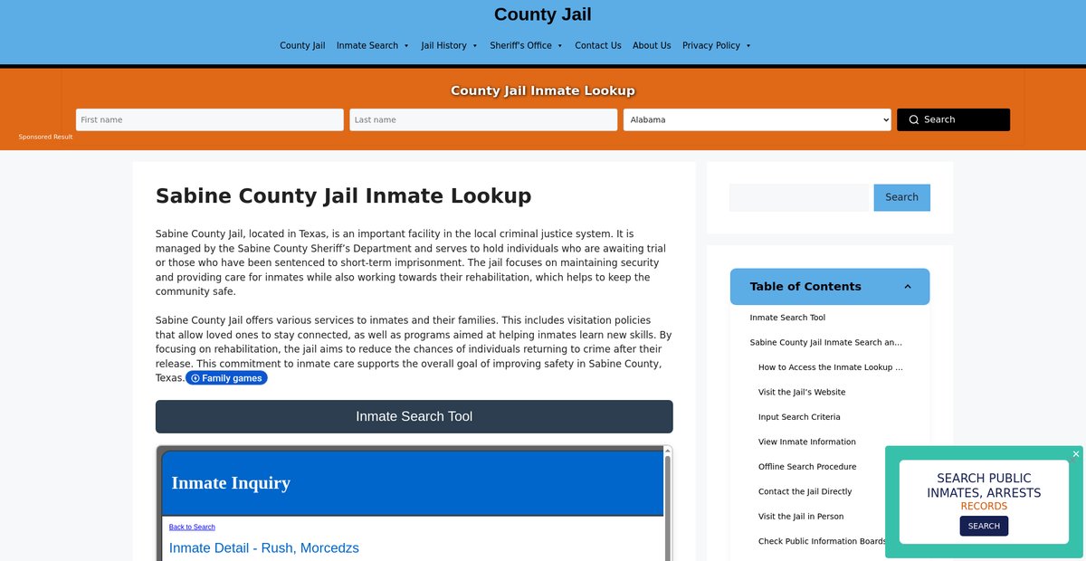 Preview of sabine.countyjail.org