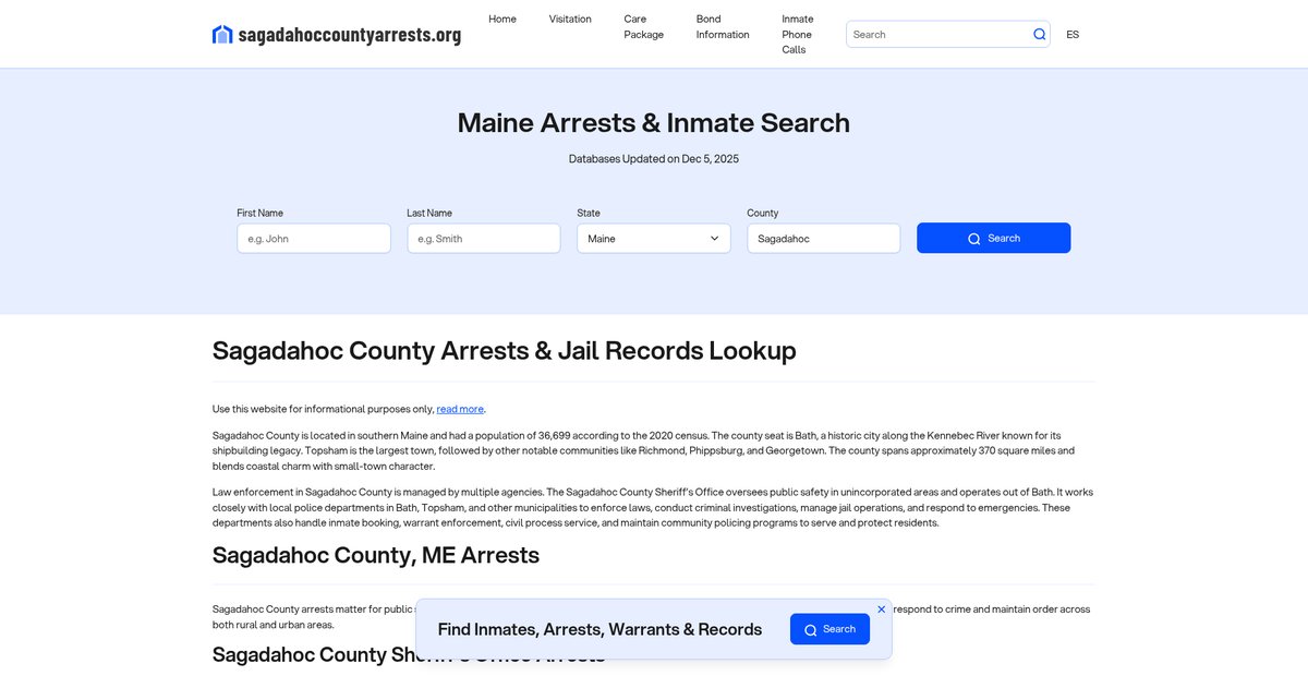 Preview of sagadahoccountyarrests.org