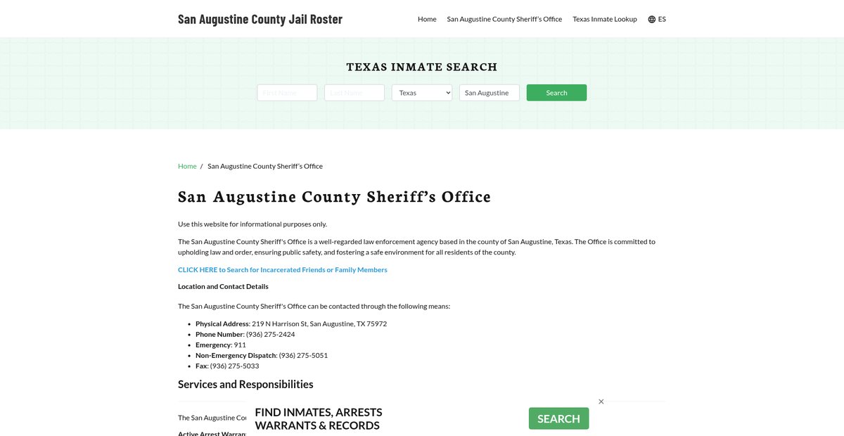 Preview of sanaugustinecountyjail.org