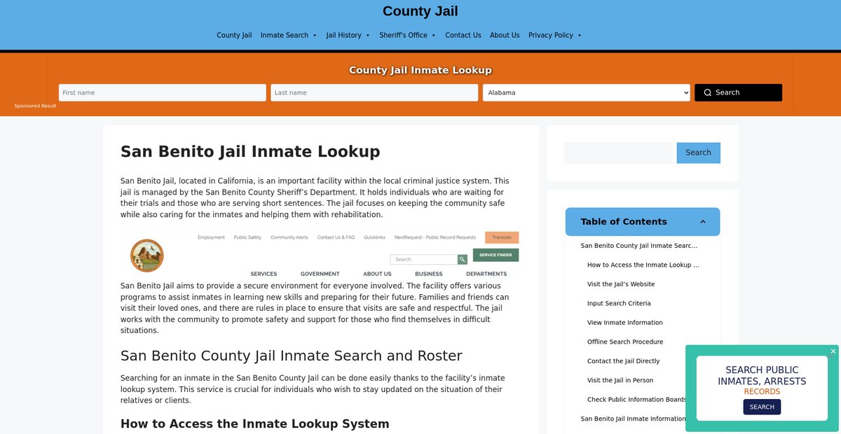 Preview of san-benito.countyjail.org