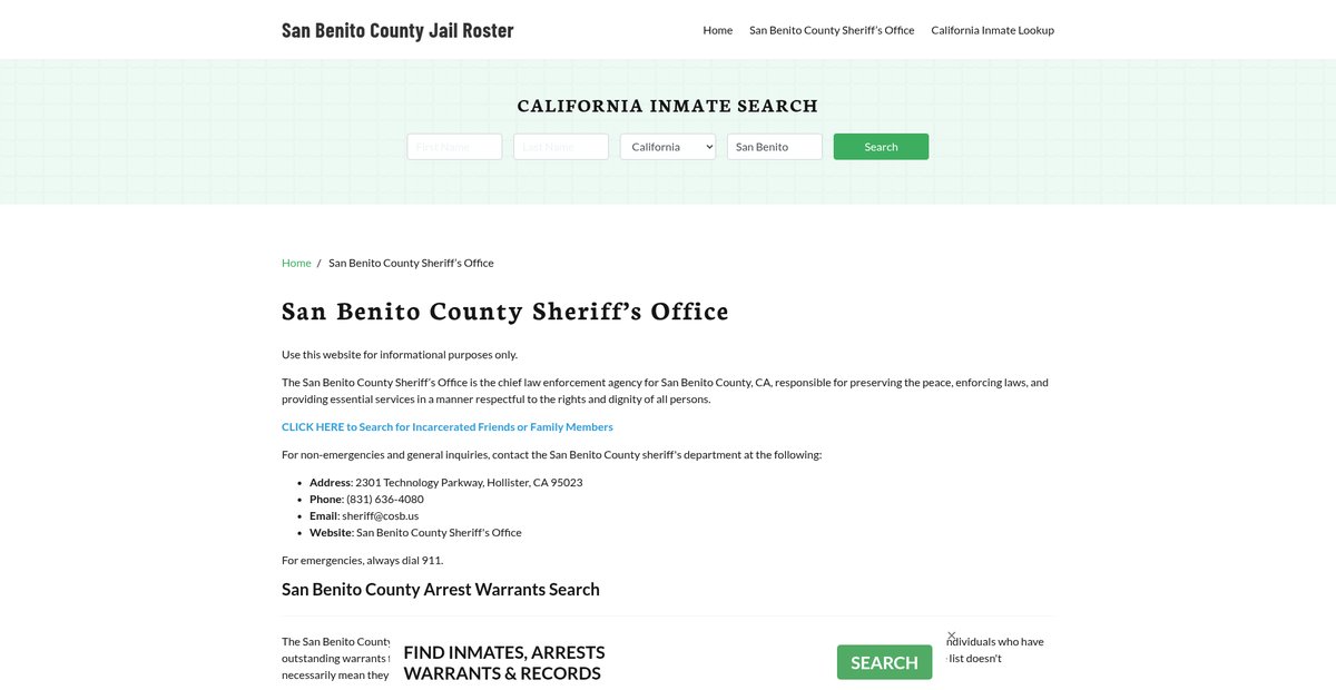 Preview of sanbenitocountyjail.org