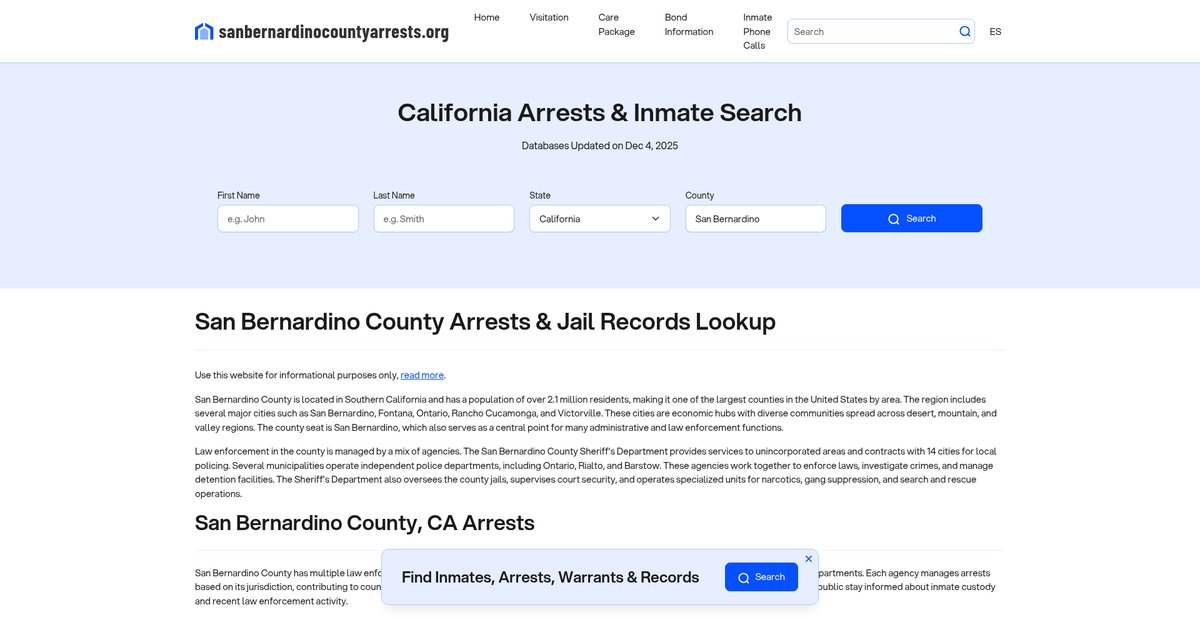 Preview of sanbernardinocountyarrests.org