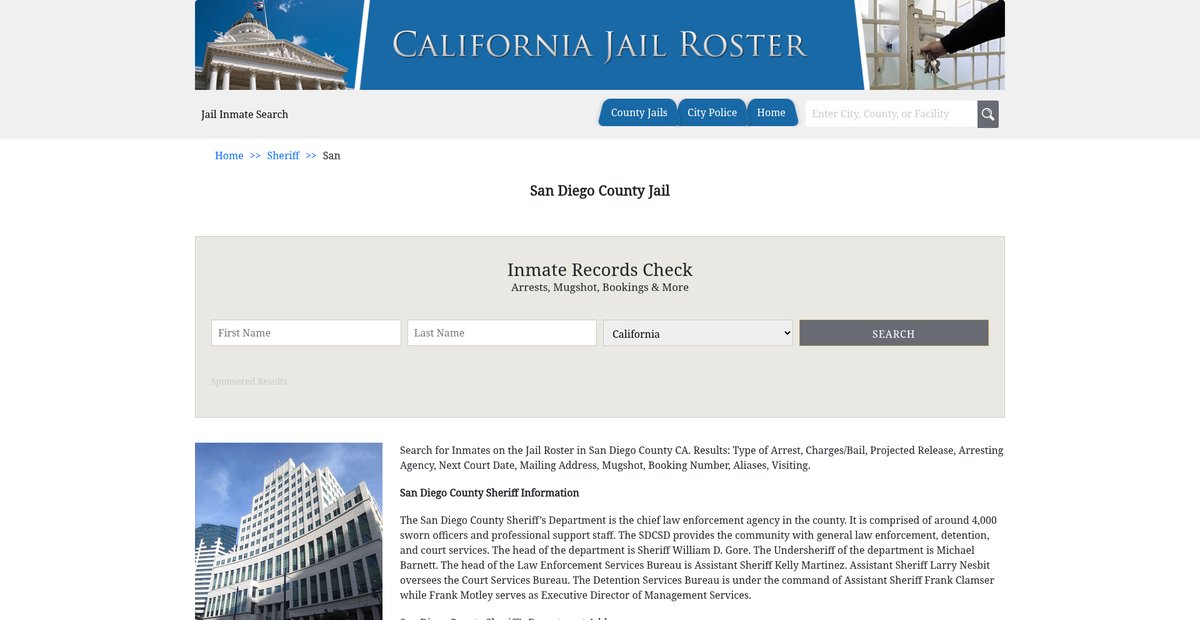 Preview of californiajailroster.com